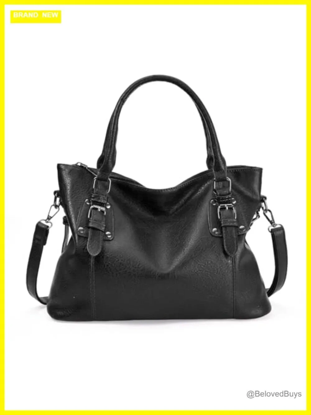 Vegan Leather Tote Bag with Detachable Shoulder Strap, Large Capacity Handbag
